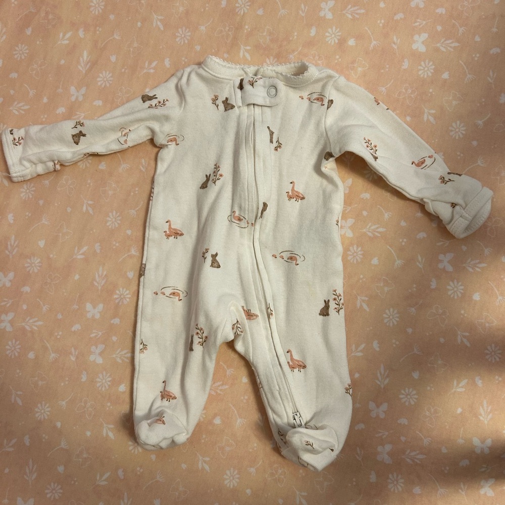 Carter's Cream Footie with Animal Print